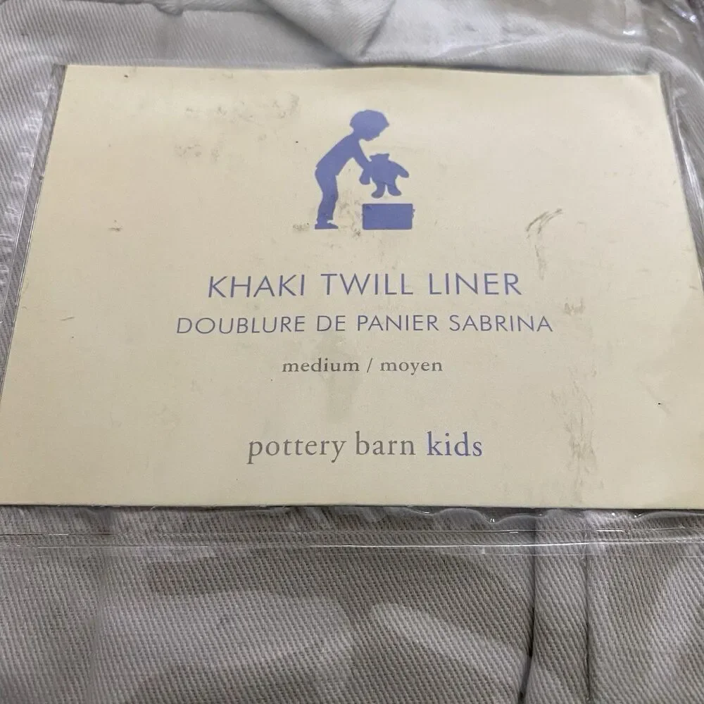 Pottery Barn Kids Khaki Twill Basket Liner Medium 100% Cotton New